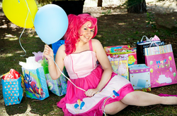 Size: 721x476 | Tagged: safe, artist:spwinkles, pinkie pie, human, g4, balloon, cosplay, irl, irl human, photo