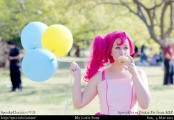 Size: 847x583 | Tagged: safe, artist:spwinkles, pinkie pie, human, g4, balloon, cosplay, irl, irl human, photo
