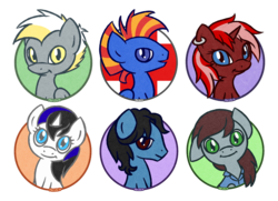 Size: 1491x1082 | Tagged: safe, artist:prettykitty, oc, oc only, oc:silver eagle, earth pony, pegasus, pony, unicorn, earring, female, lycan, male, mare, midnight melody, razor tongue, silver eagle, stallion, steel strings, tarby