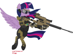 Size: 4000x3000 | Tagged: safe, artist:orang111, twilight sparkle, alicorn, pony, g4, army, bullet, female, flying, glasses, goggles, gun, high res, hmd, hooves, horn, mare, military, optical sight, recon, rifle, russian, show accurate, simple background, sniper rifle, solo, spread wings, transparent background, twilight sparkle (alicorn), weapon, wings