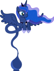 Size: 6400x8383 | Tagged: safe, artist:parclytaxel, princess luna, genie, genie pony, g4, .svg available, absurd resolution, bottle, female, raised hoof, simple background, solo, transparent background, vector