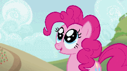 Size: 800x450 | Tagged: safe, screencap, pinkie pie, earth pony, pony, g4, pinkie apple pie, season 4, animated, cute, diapinkes, dilated pupils, eye shimmer, eyes on the prize, female, gif, looking up, mare, open mouth, smiling, solo, weapons-grade cute