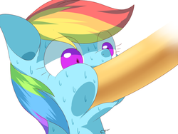 Size: 900x675 | Tagged: safe, artist:sion, applejack, rainbow dash, g4, hoof in mouth, hoofjack, pixiv, sweat