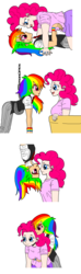 Size: 886x2995 | Tagged: safe, artist:asdf314159265, pinkie pie, rainbow dash, human, g4, pinkie pride, boop, female, humanized, lesbian, light skin, noseboop, scene interpretation, ship:pinkiedash, shipping