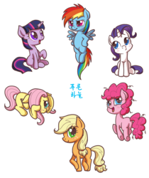 Size: 2480x2953 | Tagged: safe, artist:mrs1989, applejack, fluttershy, pinkie pie, rainbow dash, rarity, twilight sparkle, g4, filly, mane six