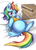 Size: 510x700 | Tagged: safe, artist:aymint, rainbow dash, g4, belly, big belly, bloated, eating, fat, feeding dash, female, food, food baby, meat, pepperoni, pepperoni pizza, pizza, rainblob dash, solo, stuffing, that pony sure does love pizza, this will end in heartburn, tongue out, tubby wubby pony waifu