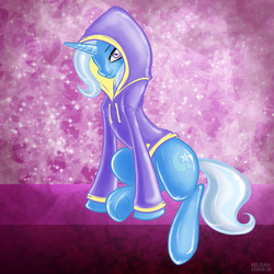 Size: 1280x1280 | Tagged: safe, artist:kelisah, trixie, pony, unicorn, g4, clothes, female, hoodie, mare, solo