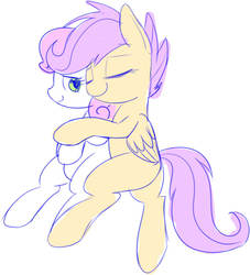 Size: 827x912 | Tagged: safe, artist:mcsadat, scootaloo, sweetie belle, g4, female, hug, lesbian, ship:scootabelle, shipping