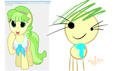 Size: 1280x720 | Tagged: safe, artist:pikapetey, chickadee, ms. peachbottom, pony, g4, non-dominant hand drawing, reply