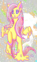 Size: 727x1200 | Tagged: safe, artist:timer rabbit, fluttershy, g4, colorful, female, heart eyes, melting, pixiv, solo