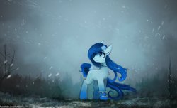 Size: 1146x697 | Tagged: safe, artist:foxinshadow, oc, oc only, earth pony, pony, forest, necklace, outdoors, snow, snowfall, solo, tundra