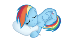 Size: 1600x900 | Tagged: safe, artist:icythewhite, rainbow dash, g4, cute, dashabetes, female, simple background, sleeping, solo