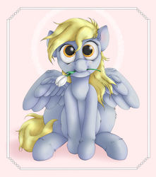 Size: 3000x3399 | Tagged: safe, artist:ratwhiskers, derpy hooves, pegasus, pony, g4, cute, female, flower, flower in mouth, looking up, mare, mouth hold, solo, tulip