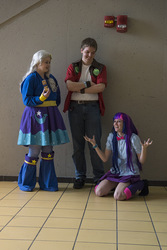 Size: 600x900 | Tagged: artist needed, safe, artist:ethan hellstrom, big macintosh, trixie, twilight sparkle, human, equestria girls, g4, convention, cosplay, group photo, irl, irl human, ohayocon, photo