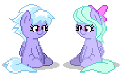 Size: 456x292 | Tagged: safe, artist:mrponiator, cloudchaser, flitter, pegasus, pony, g4, animated, blinking, cute, cutechaser, eyes closed, female, flitterbetes, mare, open mouth, pixel art, simple background, sitting, smiling, stretching, transparent background, weapons-grade cute, yawn