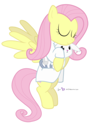 Size: 630x870 | Tagged: safe, artist:dm29, angel bunny, fluttershy, g4, clothes, duo, lab coat, simple background, stethoscope, transparent background, vet, veterinarian