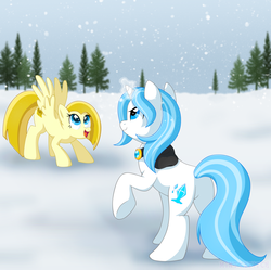 Size: 1581x1577 | Tagged: safe, artist:mintystitch, oc, oc only, magic, snow, snowfall, winter