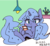 Size: 300x276 | Tagged: safe, artist:kolshica, princess luna, queen chrysalis, gamer luna, g4, bed, female, japanese, nintendo ds, solo, video game