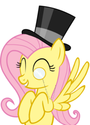 Size: 700x966 | Tagged: safe, artist:foxxarius, fluttershy, g4, dapper, female, happy, hat, monocle, monocle and top hat, simple background, solo, top hat, transparent background, vector