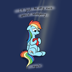 Size: 1500x1500 | Tagged: safe, artist:mr-1, rainbow dash, g4, feels, female, floppy ears, frown, lonely, sad, sitting, solo, valentine's day