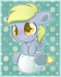 Size: 1014x1280 | Tagged: safe, artist:cuddlehooves, derpy hooves, pegasus, pony, g4, baby, baby pony, blushing, cuddlehooves is trying to murder us, cute, derpabetes, diaper, foal, poofy diaper