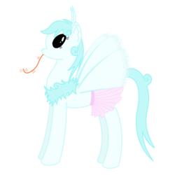 Size: 1200x1200 | Tagged: safe, oc, oc only, oc:shimmer light, mothpony, original species, :p, clothes, long tongue, moth pony general, simple background, skirt, solo, tongue out