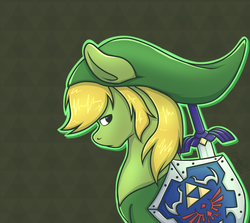 Size: 1200x1072 | Tagged: safe, artist:laydeekaze, pony, hylian shield, link, master sword, ponified, shield, solo, sword, the legend of zelda