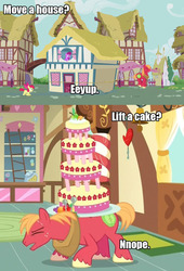 Size: 820x1206 | Tagged: safe, edit, edited screencap, screencap, apple bloom, berry punch, berryshine, big macintosh, earth pony, pony, g4, hearts and hooves day (episode), mmmystery on the friendship express, eeyup, hearts and hooves day, inconsistency, logic, male, nnope, stallion