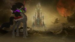 Size: 1920x1080 | Tagged: safe, artist:theshadowstone, artist:vipeydashie, artist:zimvader42, king sombra, nightmare moon, g4, crystal empire, female, fusion, queen umbra, rule 63, solo, wallpaper