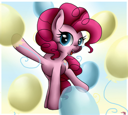 Size: 1000x900 | Tagged: safe, artist:rainbowjune, pinkie pie, g4, balloon, female, solo