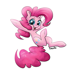 Size: 1000x990 | Tagged: safe, artist:peachiekeenie, pinkie pie, g4, cute, diapinkes, female, looking at you, simple background, solo, white background