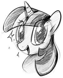 Size: 438x540 | Tagged: safe, artist:mikesouthmoor, twilight sparkle, g4, cute, female, monochrome, portrait, solo