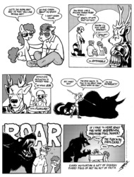 Size: 760x1000 | Tagged: safe, artist:joeartguy, oc, oc only, anthro, black and white, comic, furry, grayscale, internal monologue, monochrome, motivation, motivational, traditional art