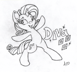 Size: 856x800 | Tagged: safe, artist:dfectivedvice, rarity, pony, g4, bipedal, female, grayscale, monochrome, solo, traditional art