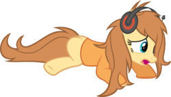 Size: 2943x1675 | Tagged: safe, artist:zacatron94, oc, oc only, oc:cream heart, earth pony, pony, bed mane, clothes, female, headset, hooves, lying down, mare, morning ponies, open mouth, pajamas, simple background, solo, transparent background, vector