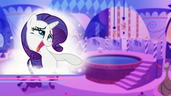 Size: 1920x1080 | Tagged: safe, artist:divideddemensions, artist:fureox, rarity, g4, female, silly, solo, spa, vector, wallpaper