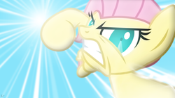 Size: 1920x1080 | Tagged: safe, artist:gray-gold, artist:karl97, edit, fluttershy, smile hd, g4, angry, dive, female, lens flare, reference, solo, vector, wallpaper, wallpaper edit