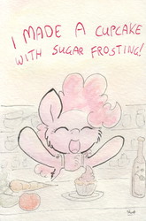 Size: 676x1027 | Tagged: safe, artist:slightlyshade, pinkie pie, g4, cupcake, female, solo, traditional art