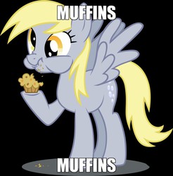 Size: 900x914 | Tagged: safe, derpy hooves, pegasus, pony, g4, eating, female, image macro, mare, meme, muffin, solo