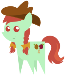 Size: 1000x1175 | Tagged: artist needed, safe, candy apples, earth pony, pony, g4, apple family member, braid, hat, pointy ponies, ribbon, simple background, solo, transparent background