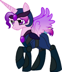 Size: 518x609 | Tagged: safe, artist:starryoak, princess cadance, alicorn, pony, g4, alternate universe, armor, female, frown, glare, simple background, solo, spread wings, transparent background