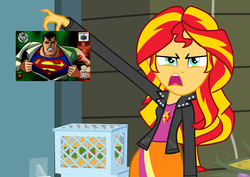 Size: 1016x720 | Tagged: safe, sunset shimmer, equestria girls, g4, my little pony equestria girls, exploitable meme, meme, sunset is disgusted, superman 64, video game