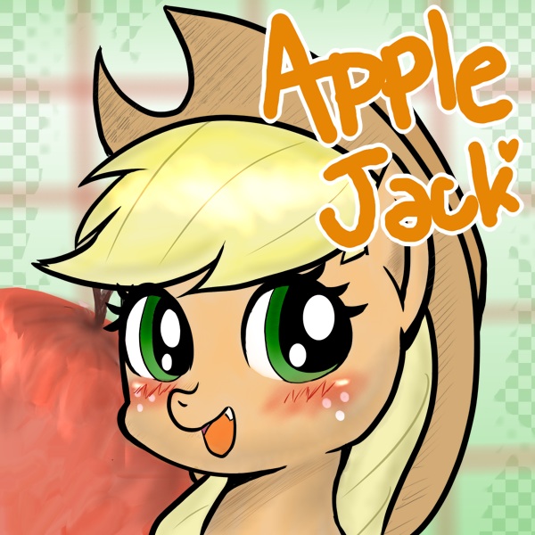 Safe Artist Doubt Applejack Blushing Female Pixiv Smiling Solo Derpibooru