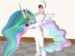 Size: 819x614 | Tagged: safe, princess celestia, g4, 3d, clothes, costume, female, gmod, kigurumi, mask, solo, wat