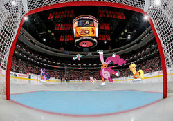 Size: 1068x748 | Tagged: safe, artist:red card, applejack, fluttershy, pinkie pie, princess celestia, princess luna, rainbow dash, rarity, twilight sparkle, pony, g4, fillydelphia, hockey, ice skating, mane six, nhl, philadelphia flyers, wells fargo center