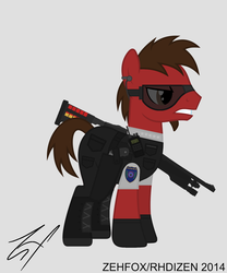 Size: 1500x1800 | Tagged: safe, artist:zehfox, oc, oc only, goggles, gun, komodo stevens, military, revolver, shotgun, solo, weapon