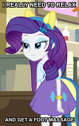 Size: 631x1005 | Tagged: safe, rarity, equestria girls, g4, female, foot massage, footrub, humanized, image macro, solo