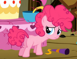 Size: 384x293 | Tagged: safe, screencap, pinkie pie, g4, the cutie mark chronicles, blank flank, butt, cropped, female, filly, filly pinkie pie, out of context, plot, sad, solo, younger