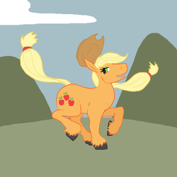 Size: 500x500 | Tagged: safe, artist:autumnbramble, applejack, g4, female, prancing, solo, unshorn fetlocks