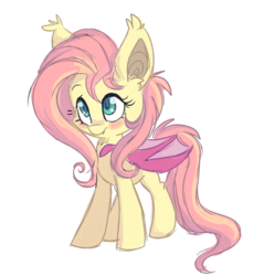Size: 500x503 | Tagged: safe, artist:indiefoxtail, fluttershy, g4, cute, female, flutterbat, shyabates, shyabetes, solo